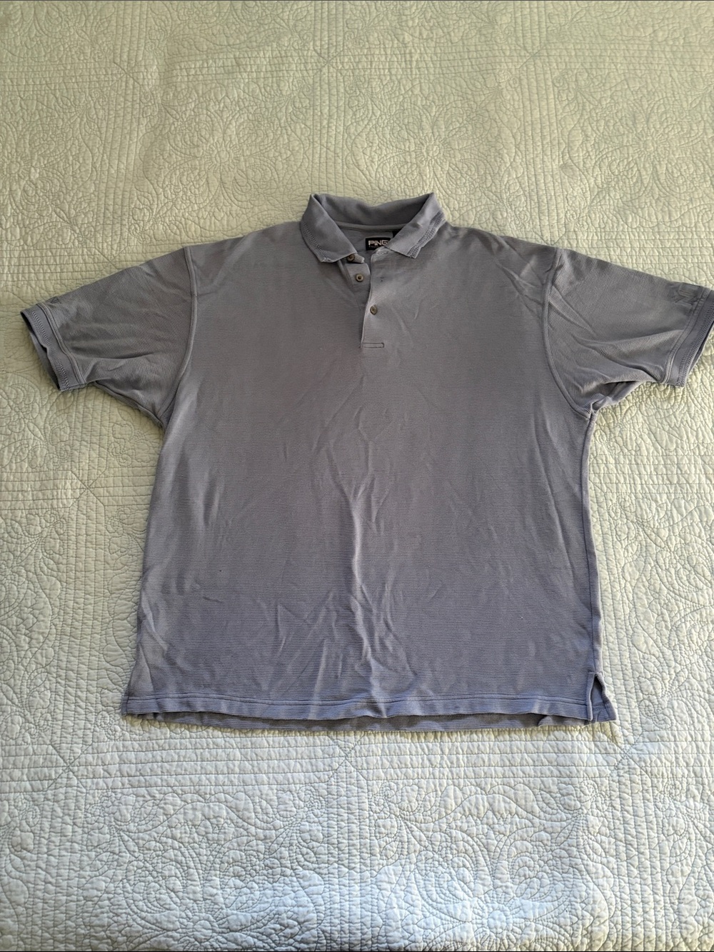 Ping Gold Men's Polo Shirt in Light Blue - Silk/Cotton Blend